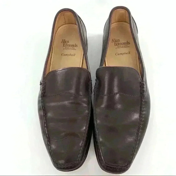 Allen Edmonds Campbell mens loafers size 9.5 D brown leather slip on - Picture 13 of 14